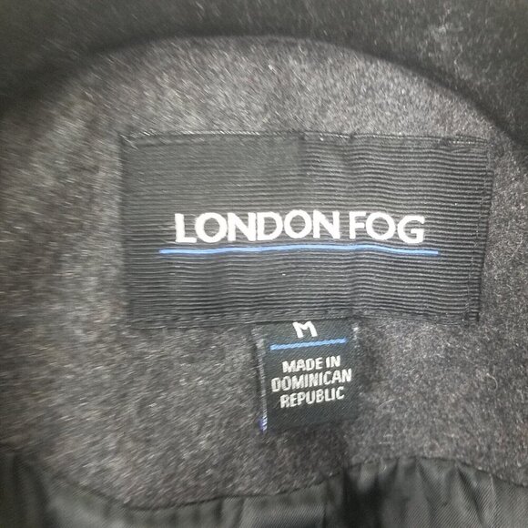 London Fog Charcoal Gray 4 Button Up Wool blend Pea Coat Jacket Women M lined - Picture 8 of 13